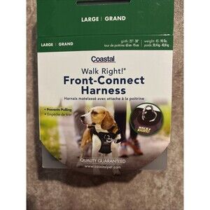 Small Dog Harness Coastal Pet Walk Right  Front Connect Padded Blk/Grey, Large